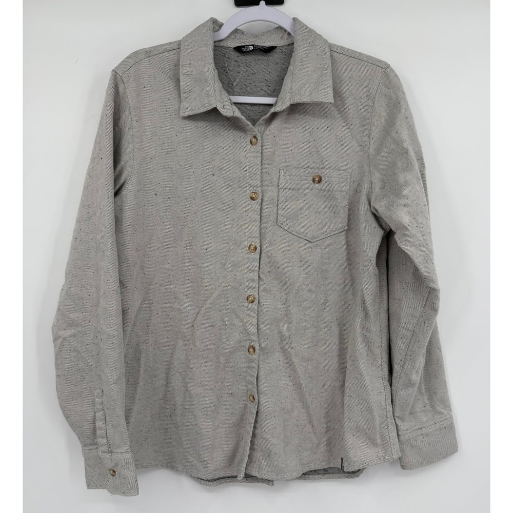 The‎ North Face Womens Grey Speckled Cotton Blend Button Down Shirt Size L